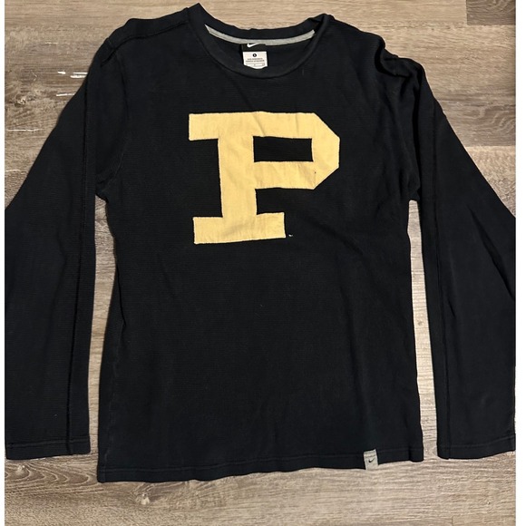 Nike Tops - Nike Purdue Boilermakers Long Sleeve Thermal Shirt Womens Small Black Gold P